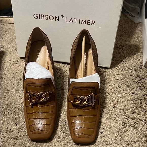 Gibson Latimer Shoes - Gibson Latimer Tan Croc-Patterned Loafers